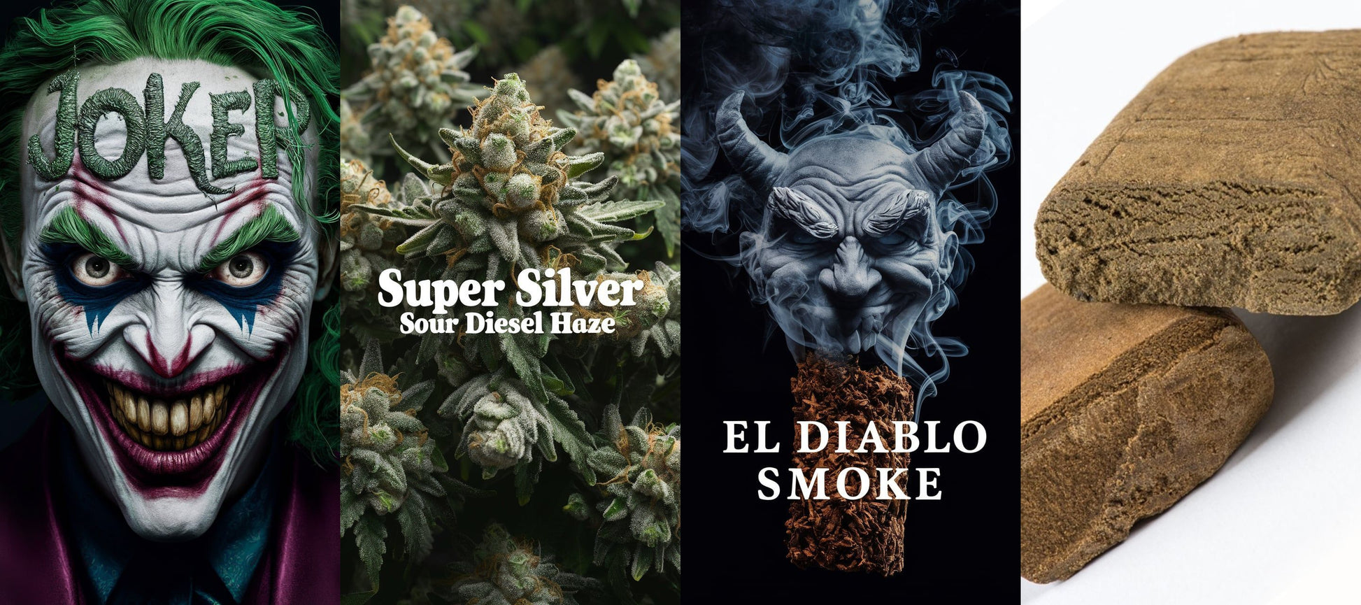 Joker Räuchermischung + Super Silver Sour Diesel Haze + El Diablo Smoke + Haschisch 25%