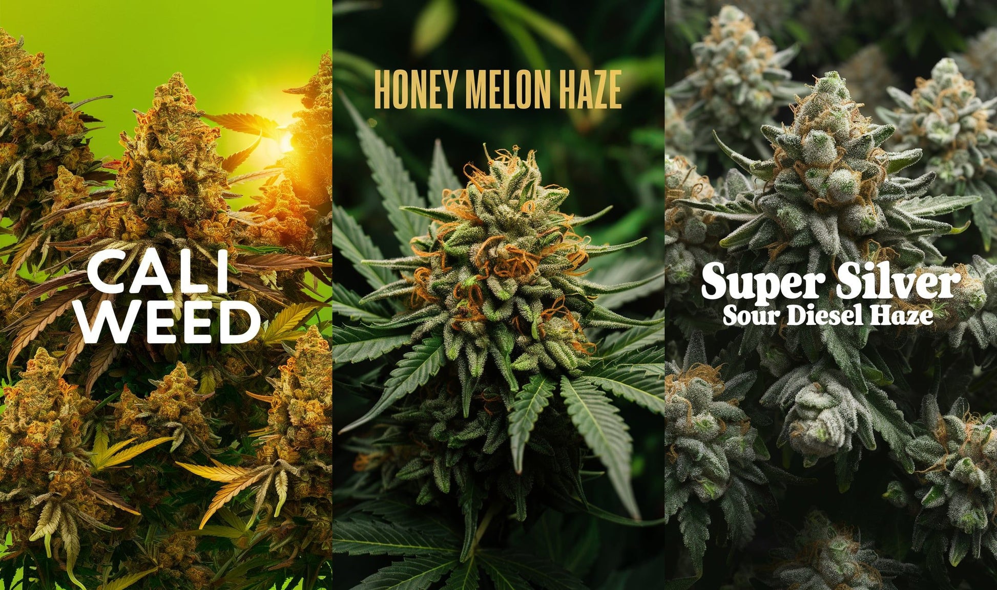 Cannabis Blüten Cali Weed, Honey Melon Haze und Super Silver Sour Diesel Haze kaufen bei Rauch-Planet.de