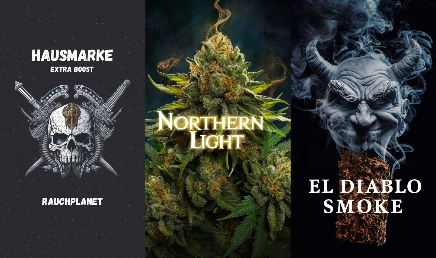 Hausmarke Extra Boost Räuchermischung + Northern Light + El Diablo Smoke