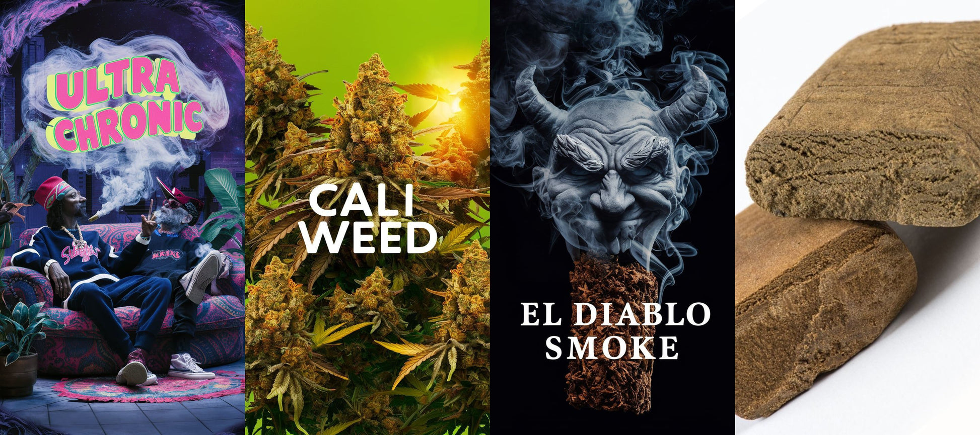 Ultra Chronic Räuchermischung + Cali Weed + El Diablo Smoke + Haschisch 25%