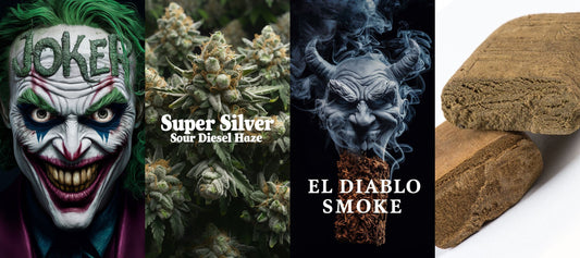 Joker Räuchermischung + Super Silver Sour Diesel Haze + El Diablo Smoke + Haschisch 25%