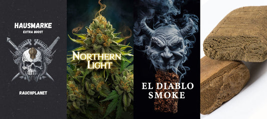 Hausmarke Extra Boost Räuchermischung + Northern Light + El Diablo Smoke + Haschisch 25%