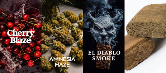 Cherry Blaze Räuchermischung + Amnesia Haze + El Diablo Smoke + Haschisch 25%