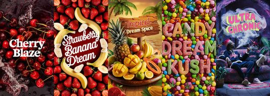 Räuchermischung Cherry Blaze, Strawberry Banana Dream, Tropical Dream Spice, Candy Dream Kush und Ultra Chronic kaufen bei Rauch-Planet.de