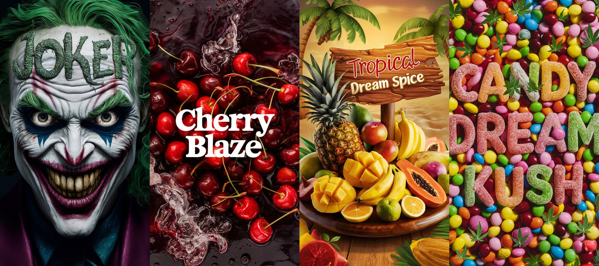 Räuchermischung Bundle Joker, Cherry Blaze, Tropical Dream Spice und Candy Dream Kush kaufen bei Rauch-Planet.de