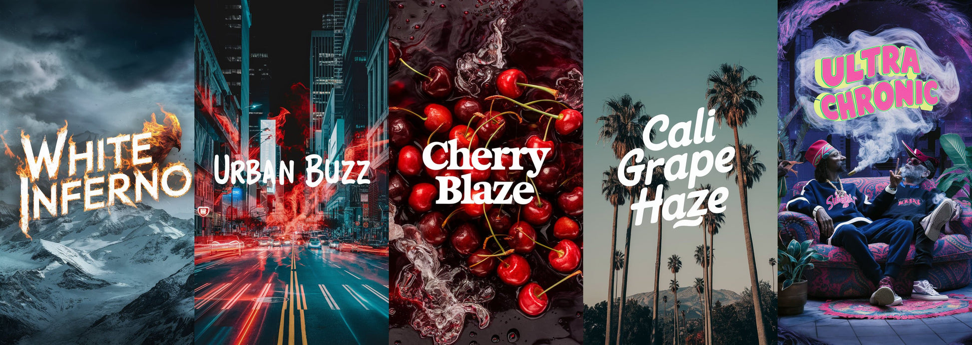 Räuchermischung Bundle White Inferno, Urban Buzz, Cherry Blaze, Cali Grape Haze und Ultra Chronic kaufen bei Rauch-Planet.de