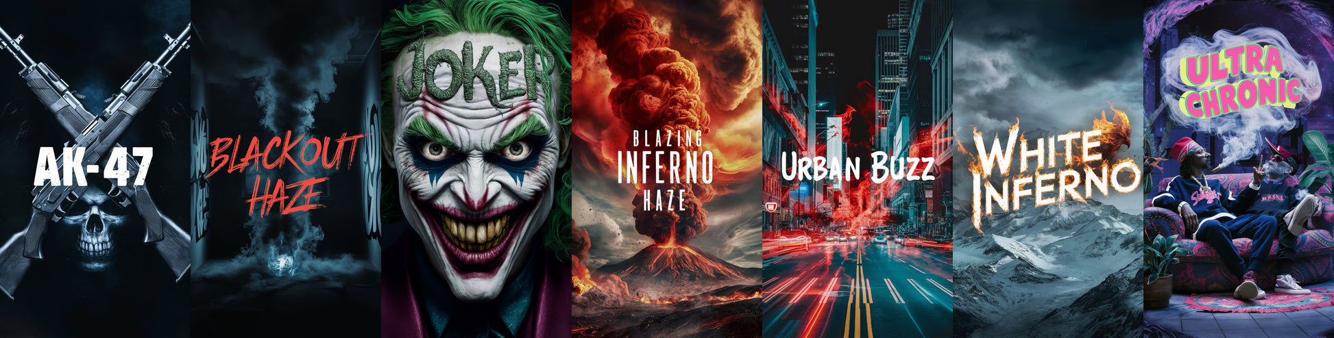Räuchermischung Bundle AK-47, Blackout Haze, Joker, Blazing Inferno Haze, Urban Buzz, White Inferno und Ultra Chronic kaufen bei Rauchplanet.de
