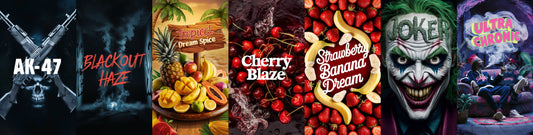 Räuchermischung Bundle AK-47, Blackout Haze, Tropical Dream Spice, Cherry Blaze, Strawberry Banana Dream, Joker und Ultra Chronic kaufen bei Rauch-Planet.de